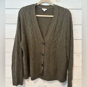 J. Jill Green Cardigan Sweater V-Neck Knit